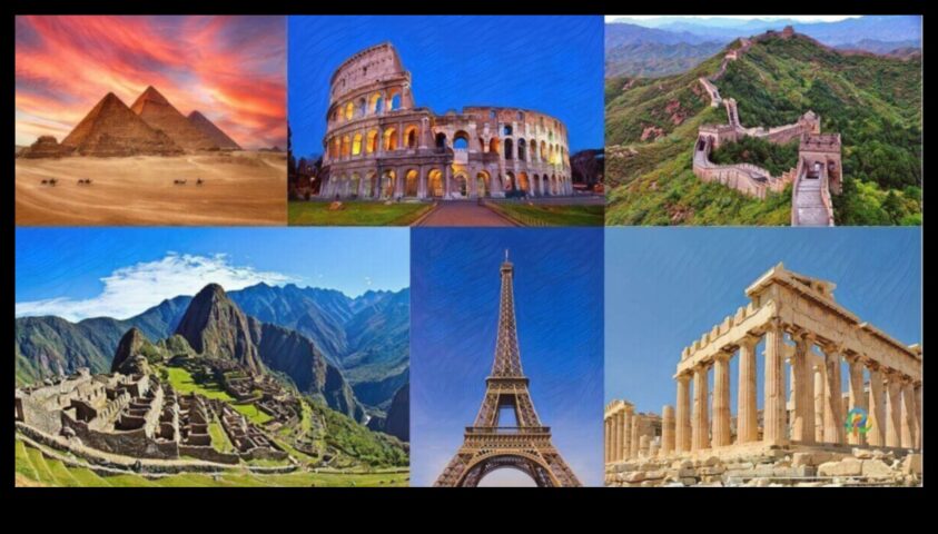 Наследени пейзажи Панорамна гледка в противовес на традиционно чудеса от завършен ​​глобален